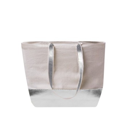 Sac de Shopping Éco-responsable Personnalisé en Coton Recyclé Hitalax Matières : coton Couleurs : argenté personnalisation rapid