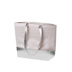 Sac de Shopping Éco-responsable Personnalisé en Coton Recyclé Hitalax Matières : coton Couleurs : argenté impression logo haute 