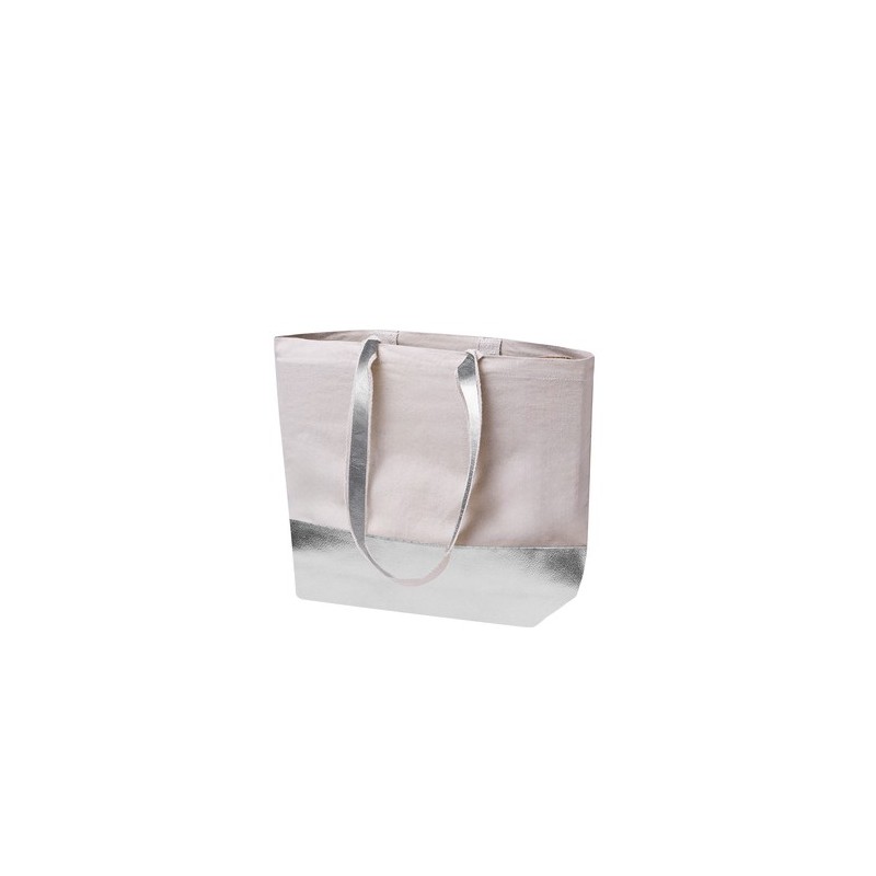 Sac de Shopping Éco-responsable Personnalisé en Coton Recyclé Hitalax Matières : coton Couleurs : argenté impression logo haute 