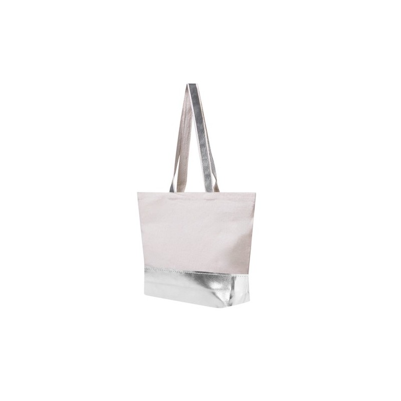 Sac de Shopping Éco-responsable Personnalisé en Coton Recyclé Hitalax Matières : coton Couleurs : argenté personnalisable avec v