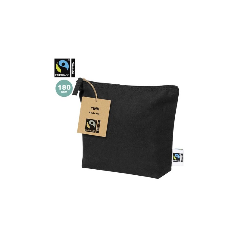 Nécessaire Éthique Personnalisée en Coton pas cher - Trousse Yink Fairtrade Matières : coton Couleurs : noir personnalisable ave