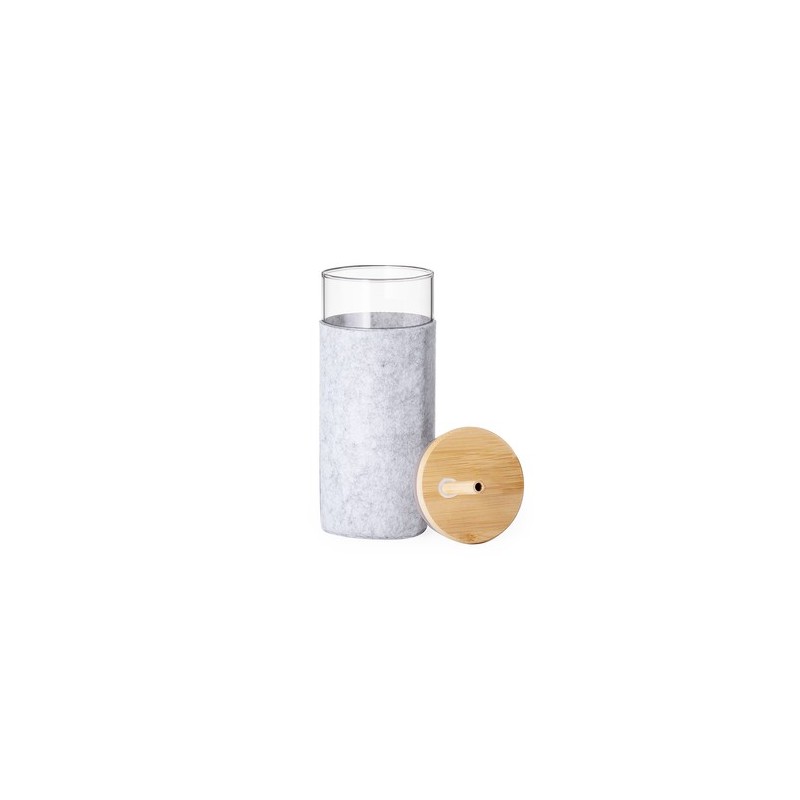 Verre Éco-responsable Personnalisé Élégant - Zilber pas cher Matières : bambou Couleurs : gris marquage laser ultra précis