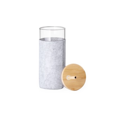 Verre Éco-responsable Personnalisé Élégant - Zilber pas cher Matières : bambou Couleurs : gris marquage laser ultra précis