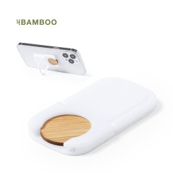 Support smartphone personnalisé pratique pas cher Farty Matières : bambou Couleurs : blanc 2
