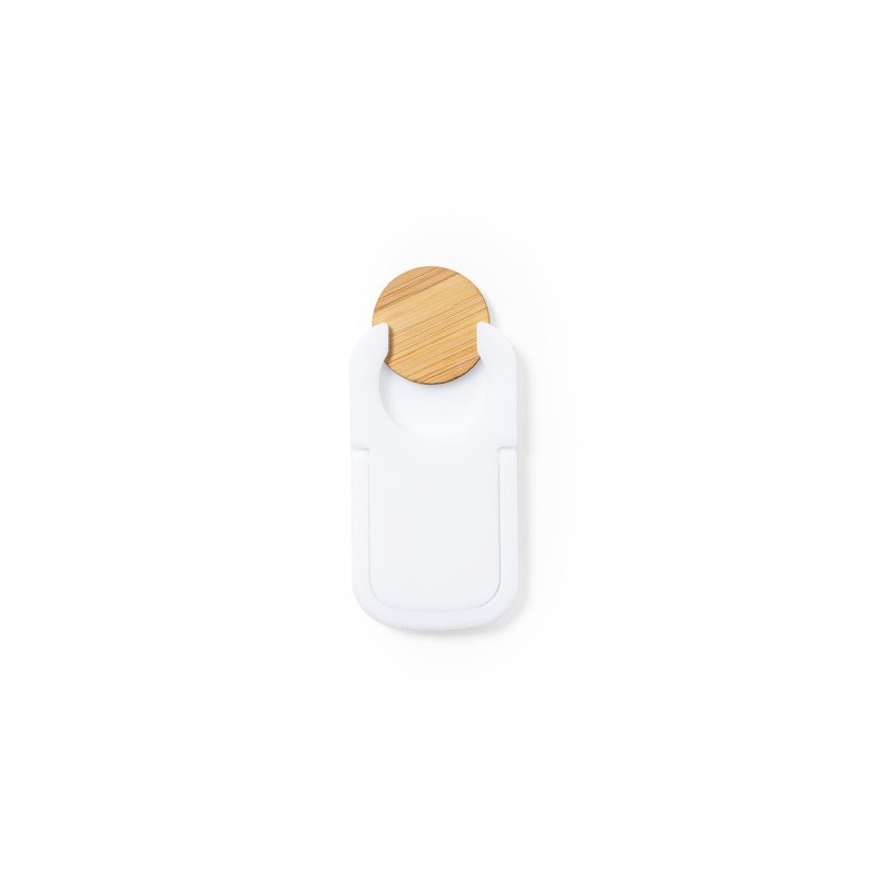 Support smartphone personnalisé pratique pas cher Farty Matières : bambou Couleurs : blanc cadeau entreprise pas cher