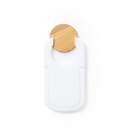Support smartphone personnalisé pratique pas cher Farty Matières : bambou Couleurs : blanc cadeau entreprise pas cher