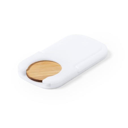 Support smartphone personnalisé pratique pas cher Farty Matières : bambou Couleurs : blanc goodies publicitaire événementiel