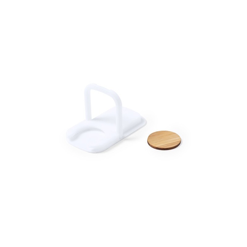 Support smartphone personnalisé pratique pas cher Farty Matières : bambou Couleurs : blanc impression haute définition
