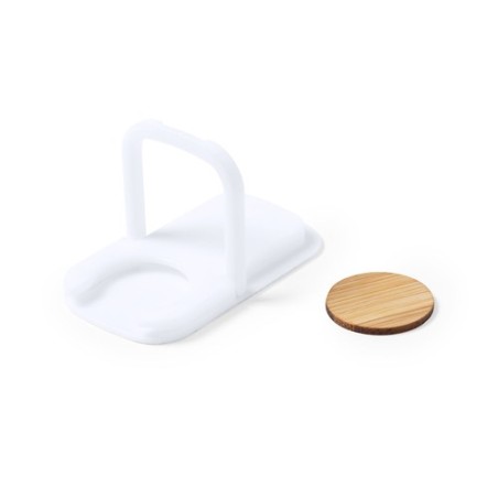 Support smartphone personnalisé pratique pas cher Farty Matières : bambou Couleurs : blanc impression haute définition