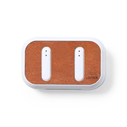 Écouteurs Bluetooth Éco-responsables Personnalisés Élégants Shizar RCS Matières : cuir recyclé Couleurs : marron