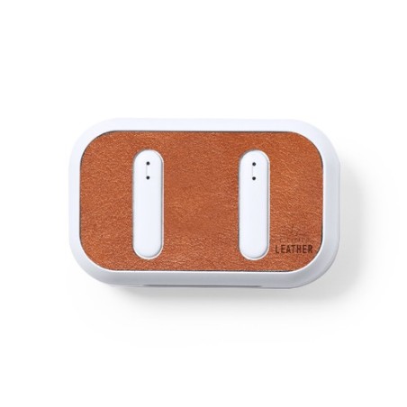 Écouteurs Bluetooth Éco-responsables Personnalisés Élégants Shizar RCS Matières : cuir recyclé Couleurs : marron