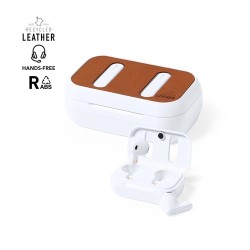 Écouteurs Bluetooth Éco-responsables Personnalisés Élégants Shizar RCS Matières : cuir recyclé Couleurs : marron 2