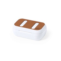 Écouteurs Bluetooth Éco-responsables Personnalisés Élégants Shizar RCS Matières : cuir recyclé Couleurs : marron accessoire évén