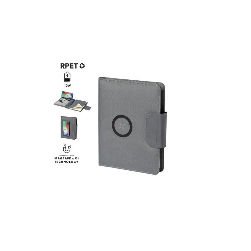 Bloc Notes Multifonction Personnalisé avec Chargeur Inclus - Dambier Matières : PET recyclé Couleurs : gris personnalisable avec