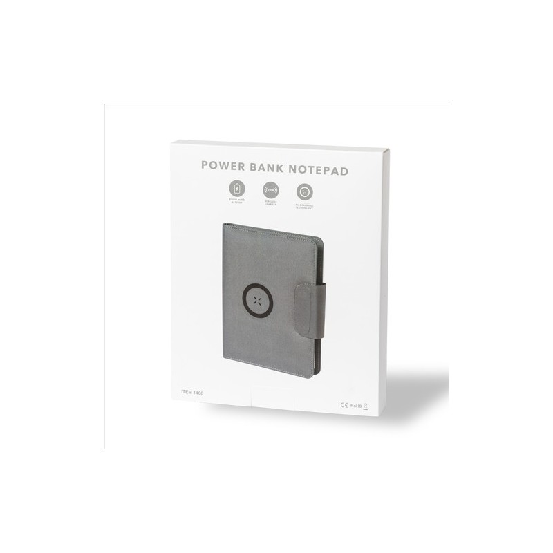 Bloc Notes Multifonction Personnalisé avec Chargeur Inclus - Dambier Matières : PET recyclé Couleurs : gris cadeau collaborateur