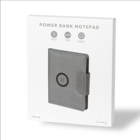 Bloc Notes Multifonction Personnalisé avec Chargeur Inclus - Dambier Matières : PET recyclé Couleurs : gris personnalisation rap