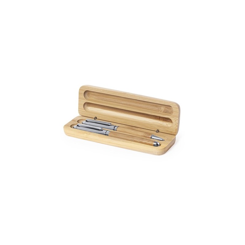 Stylo et Roller Éco-responsables Personnalisés Pas Cher - Set Notium Matières : bambou personnalisable avec votre logo