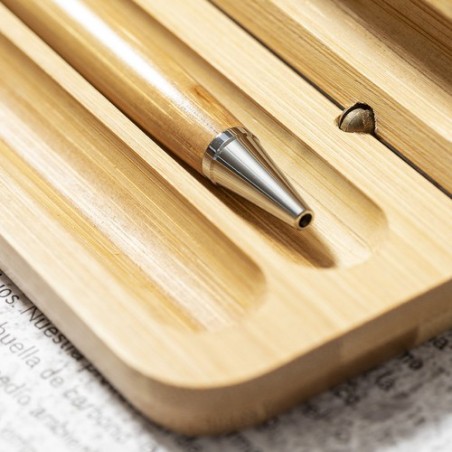 Stylo et Roller Éco-responsables Personnalisés Pas Cher - Set Notium Matières : bambou goodies entreprise design