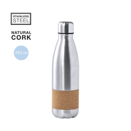 Gourde Éco-responsable Personnalisable Sereok Matières : liège Couleurs : argenté personnalisable avec votre logo