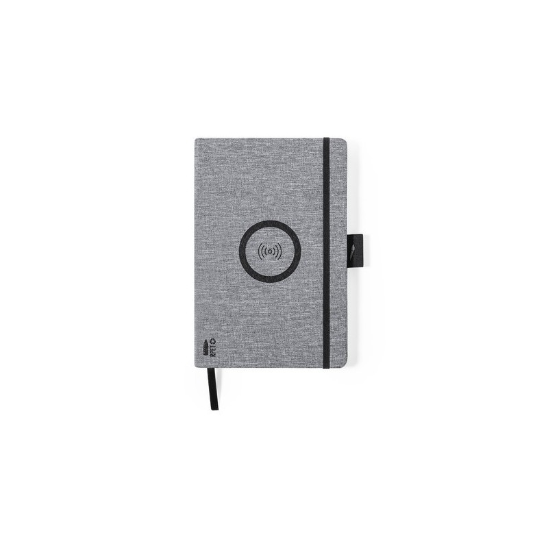 Bloc Notes Éco-responsable et Pratique Personnalisé Chargeur Bein Matières : PET recyclé Couleurs : gris