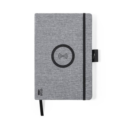 Bloc Notes Éco-responsable et Pratique Personnalisé Chargeur Bein Matières : PET recyclé Couleurs : gris