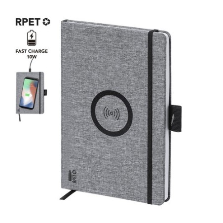 Bloc Notes Éco-responsable et Pratique Personnalisé Chargeur Bein Matières : PET recyclé Couleurs : gris personnalisable avec vo