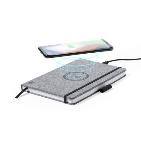 Bloc Notes Éco-responsable et Pratique Personnalisé Chargeur Bein Matières : PET recyclé Couleurs : gris goodies publicitaire év