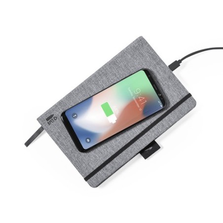 Bloc Notes Éco-responsable et Pratique Personnalisé Chargeur Bein Matières : PET recyclé Couleurs : gris impression haute défini