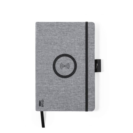 Bloc Notes Éco-responsable et Pratique Personnalisé Chargeur Bein Matières : PET recyclé Couleurs : gris objet promotionnel éco-