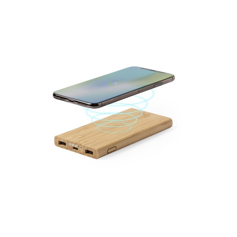 Power Bank Éco-responsable Sans Fil Personnalisé Pas Cher - Kalery Matières : bambou marquage laser ultra précis