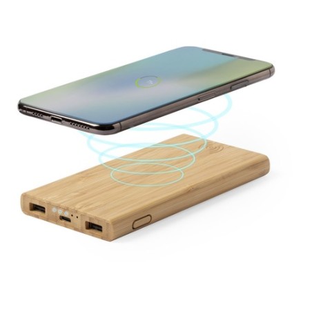 Power Bank Éco-responsable Sans Fil Personnalisé Pas Cher - Kalery Matières : bambou marquage laser ultra précis