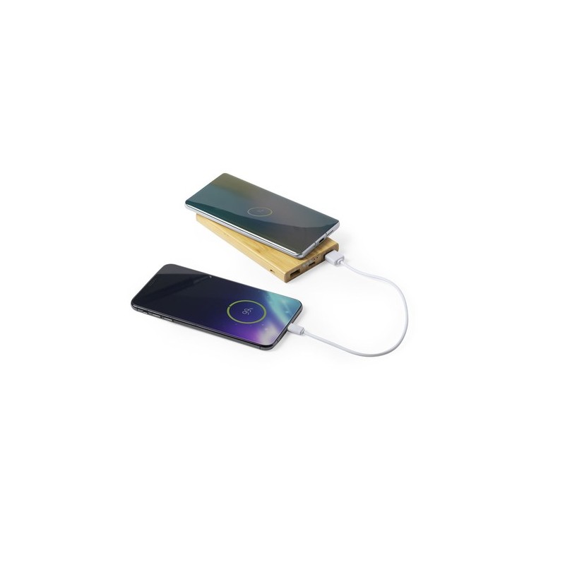 Power Bank Éco-responsable Sans Fil Personnalisé Pas Cher - Kalery Matières : bambou livraison express 24h 48h