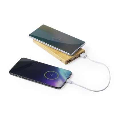 Power Bank Éco-responsable Sans Fil Personnalisé Pas Cher - Kalery Matières : bambou livraison express 24h 48h