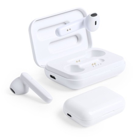 Écouteurs Bluetooth Intra-Muraux Personnalisés Éco-responsables Protex à Prix Abordable Couleurs : blanc personnalisable avec vo