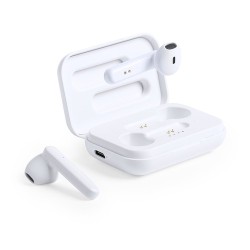 Écouteurs Bluetooth Intra-Muraux Personnalisés Éco-responsables Protex à Prix Abordable Couleurs : blanc goodies publicitaire év