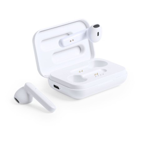 Écouteurs Bluetooth Intra-Muraux Personnalisés Éco-responsables Protex à Prix Abordable Couleurs : blanc goodies publicitaire év