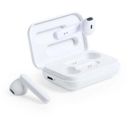 Écouteurs Bluetooth Intra-Muraux Personnalisés Éco-responsables Protex à Prix Abordable Couleurs : blanc objet promotionnel éco-