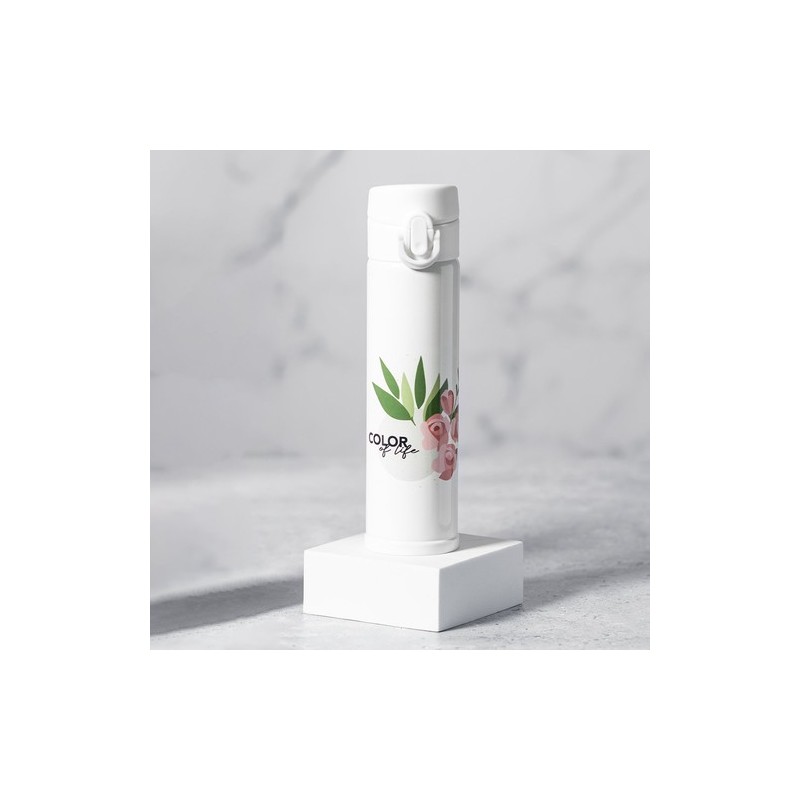 Bouteille Isotherme Personnalisée Cadeau d'Entreprise Alirox Matières : acier inoxydable Couleurs : blanc marquage laser ultra p