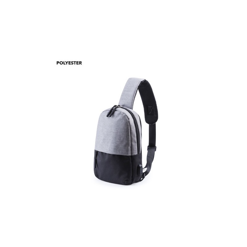 Bandoulière Pratique Personnalisée Sac à Dos USB Versox Matières : polyester Couleurs : gris personnalisable avec votre logo
