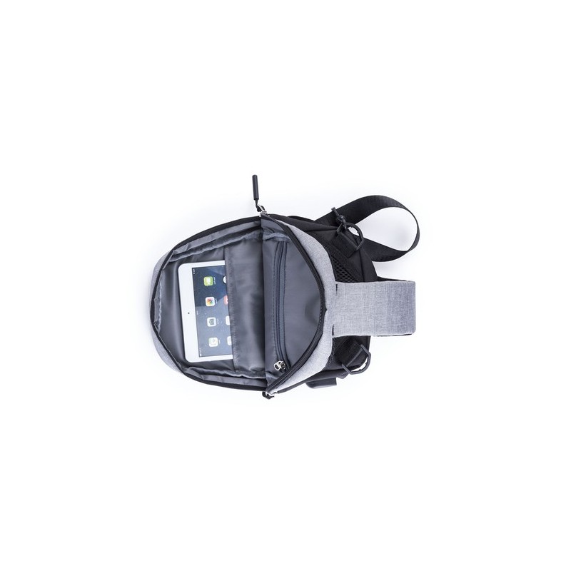 Bandoulière Pratique Personnalisée Sac à Dos USB Versox Matières : polyester Couleurs : gris marquage laser ultra précis