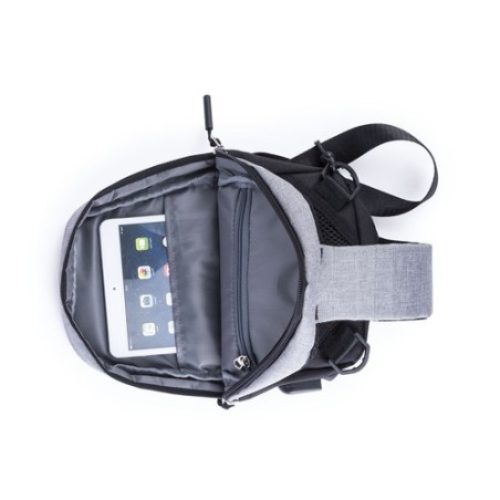 Bandoulière Pratique Personnalisée Sac à Dos USB Versox Matières : polyester Couleurs : gris marquage laser ultra précis