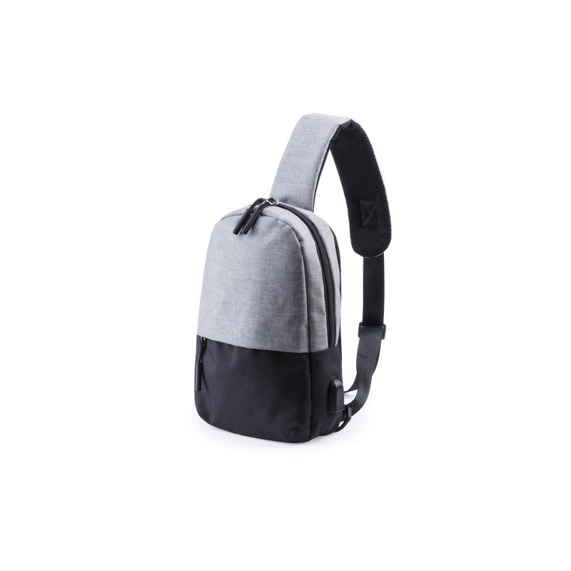 Bandoulière Pratique Personnalisée Sac à Dos USB Versox Matières : polyester Couleurs : gris objet promotionnel éco-responsable
