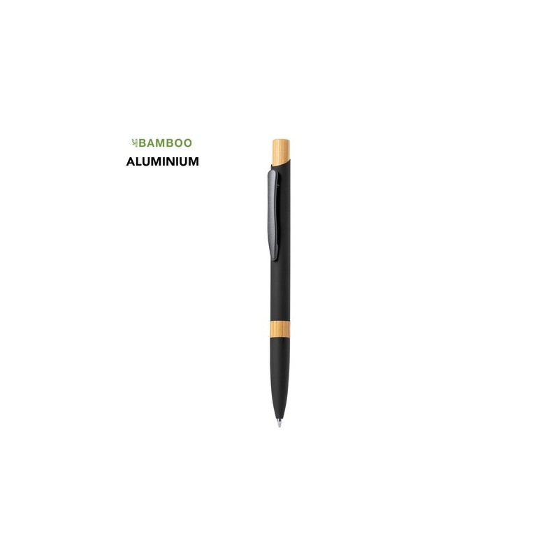 Stylo Éco-responsable en Aluminium et Bambou Personnalisé - Lantasker Matières : bambou Couleurs : noir personnalisation rapide 