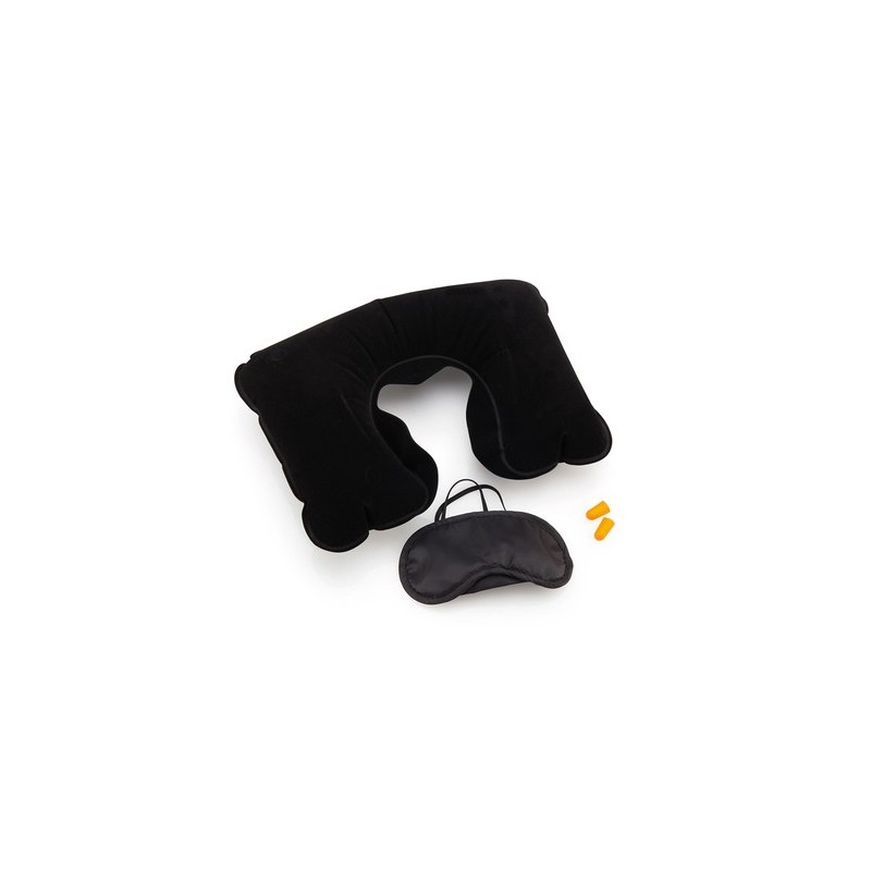 Set Voyage Personnalisé Pas Cher - Plonet Matières : microfibre Couleurs : noir personnalisable avec votre logo