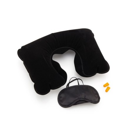 Set Voyage Personnalisé Pas Cher - Plonet Matières : microfibre Couleurs : noir personnalisable avec votre logo