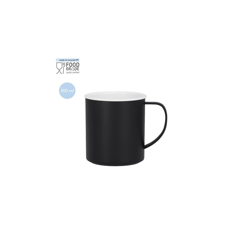 Tasse personnalisée pas chère Mayfer Couleurs : noir Matières : polypropylène (PP) recyclé goodies publicitaire événementiel