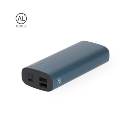 Power Bank  personnalisé pas cher Hampton Matières : aluminium recyclé  Couleurs : bleu impression haute définition