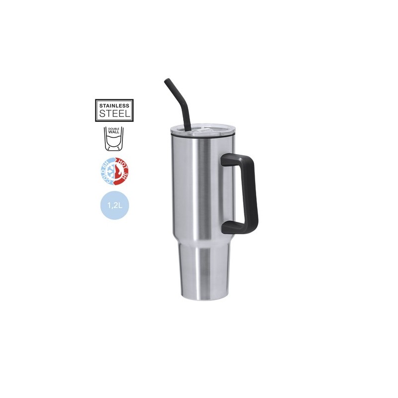 Tasse thermique personnalisée pas cher Lansin Matières : acier inoxydable Couleurs : argenté personnalisable avec votre logo