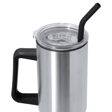 Tasse thermique personnalisée pas cher Lansin Matières : acier inoxydable Couleurs : argenté goodies publicitaire événementiel