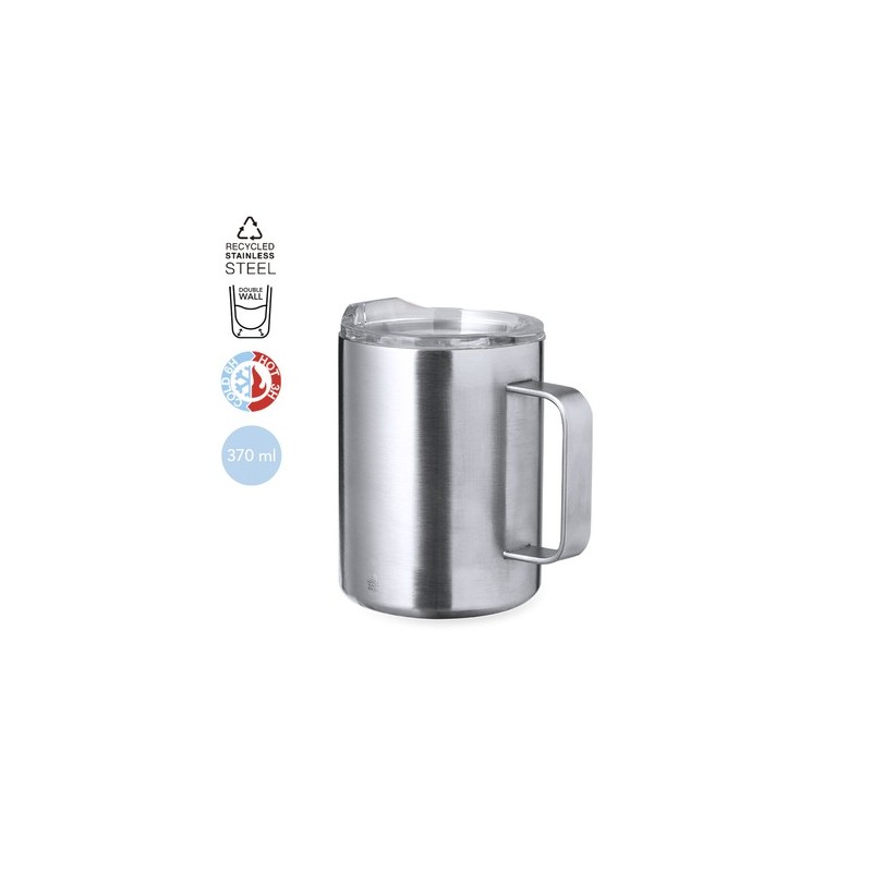 Tasse Isotherme Éco-responsable Personnalisée Thermique - Dovery Couleurs : argenté Matières : acier inoxydable recyclé personna